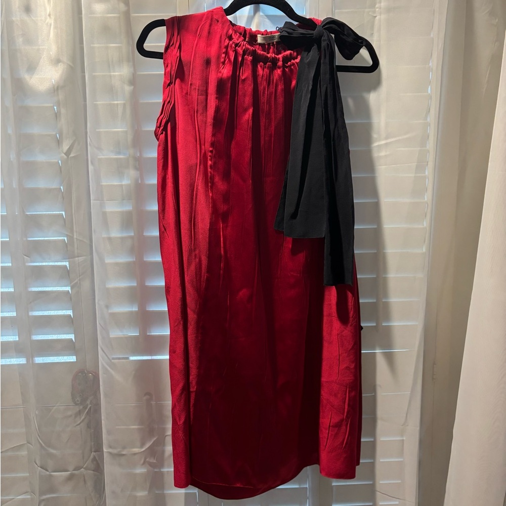 Prada 2009 Red Mini Dress with Black Bow